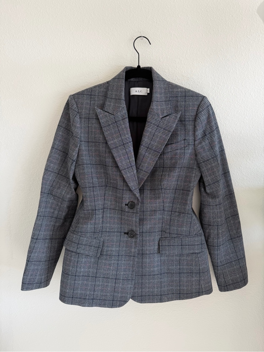A.L.C. Structured Women's Gray Plaid Tailored Blazer Size 6